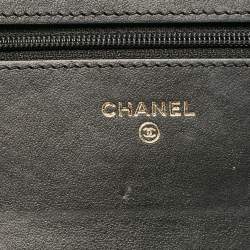 Chanel Black Chevron Caviar Leather Boy Wallet On Chain