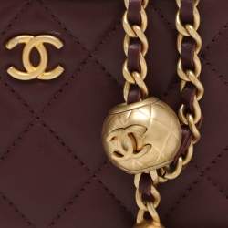 Pre Owned Chanel Burgundy Quilted Leather Vanity Case Bag