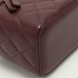 Pre Owned Chanel Burgundy Quilted Leather Vanity Case Bag