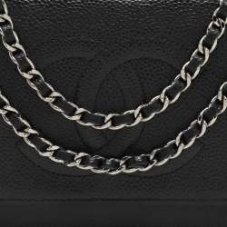 Chanel Black Caviar Leather Wallet On Chain