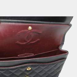 Pre Owned Chanel Black Caviar Leather Medium Classic Double Flap Bag 