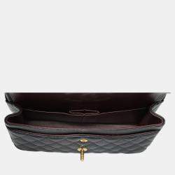 Pre Owned Chanel Black Caviar Leather Medium Classic Double Flap Bag 