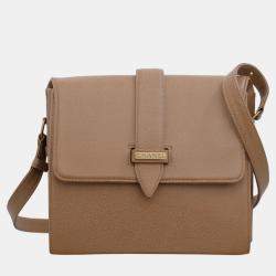 مملوكة مسبقًا Chanel Light brown Leather Vintage Leather Box Sling Bag 