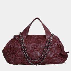 Chanel Burgundy Ultra Stitch Bowler Bag