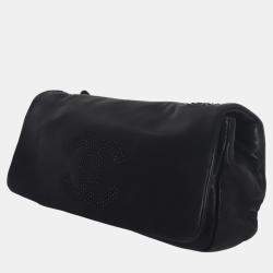 Pre Owned Chanel Black Lambskin Studded CC East West Shoulder Bag