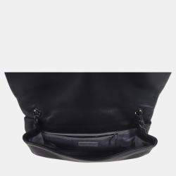 Pre Owned Chanel Black Lambskin Studded CC East West Shoulder Bag