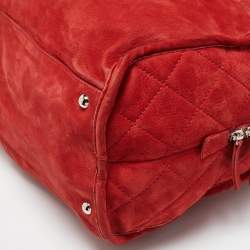 Pre Owned Chanel Red Nubuck Leather Ultra Soft Natural Beauty Bag