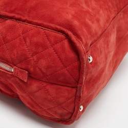 Pre Owned Chanel Red Nubuck Leather Ultra Soft Natural Beauty Bag