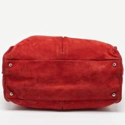 Pre Owned Chanel Red Nubuck Leather Ultra Soft Natural Beauty Bag