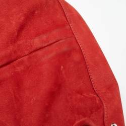 Pre Owned Chanel Red Nubuck Leather Ultra Soft Natural Beauty Bag