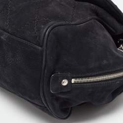 Pre Owned Chanel Black Nubuck Leather Darjeeling Flap Bag