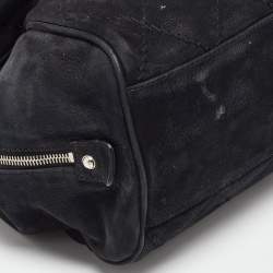 Pre Owned Chanel Black Nubuck Leather Darjeeling Flap Bag