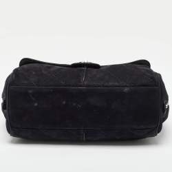 Pre Owned Chanel Black Nubuck Leather Darjeeling Flap Bag