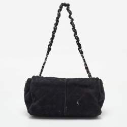 Pre Owned Chanel Black Nubuck Leather Darjeeling Flap Bag