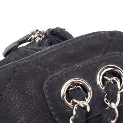 Pre Owned Chanel Black Nubuck Leather Darjeeling Flap Bag