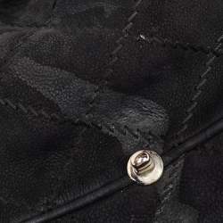 Pre Owned Chanel Black Nubuck Leather Darjeeling Flap Bag