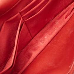 Chanel Red Leather Camellia Wallet On Chain