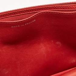 Chanel Red Leather Camellia Wallet On Chain