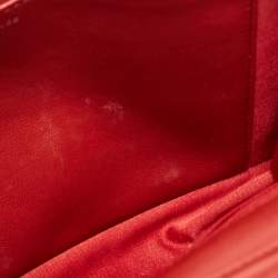 Chanel Red Leather Camellia Wallet On Chain