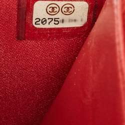 Chanel Red Leather Camellia Wallet On Chain