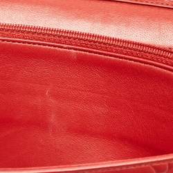 Chanel Red Leather Camellia Wallet On Chain