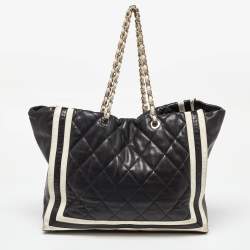 Pre Owned Chanel Black Leather Paris Venice Lido Tote