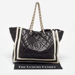 Pre Owned Chanel Black Leather Paris Venice Lido Tote