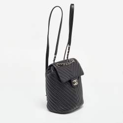 Chanel Black Chevron Leather Urban Spirit Backpack