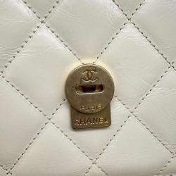 Chanel White Calf Leather Matelasse En Vogue Rope Shoulder Bag