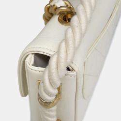 Chanel White Calf Leather Matelasse En Vogue Rope Shoulder Bag