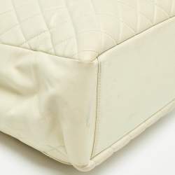Chanel Cream Quilted Caviar Leather CC GST Tote