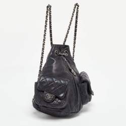 Pre Owned Chanel Black Leather CC Mini Backpack Is Back Backpack