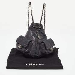Pre Owned Chanel Black Leather CC Mini Backpack Is Back Backpack