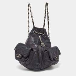 Pre Owned Chanel Black Leather CC Mini Backpack Is Back Backpack