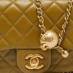 Chanel Olive Green Quilted Leather Mini Classic Flap Bag