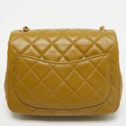 Chanel Olive Green Quilted Leather Mini Classic Flap Bag