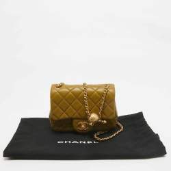 Chanel Olive Green Quilted Leather Mini Classic Flap Bag