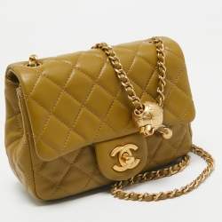 Chanel Olive Green Quilted Leather Mini Classic Flap Bag