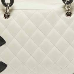 Chanel White/Black Quilted Leather Cambon Ligne Bowler Bag