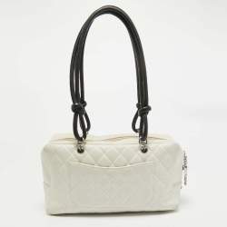 Chanel White/Black Quilted Leather Cambon Ligne Bowler Bag