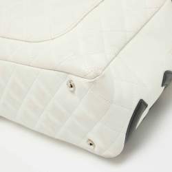 Chanel White/Black Quilted Leather Cambon Ligne Bowler Bag