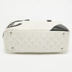 Chanel White/Black Quilted Leather Cambon Ligne Bowler Bag