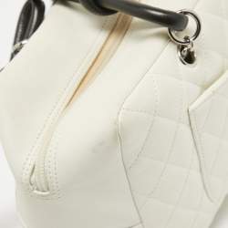 Chanel White/Black Quilted Leather Cambon Ligne Bowler Bag