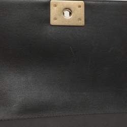 Pre Owned Chanel Brown Quilted Leather Medium Boy Bag