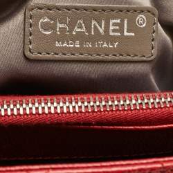 Pre Owned Chanel Red Quilted Caviar Leather Grand Shopper Tote