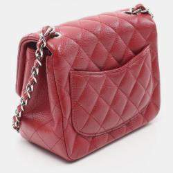 Chanel Matelasse Caviar Skin (Grained Calf) Red Shoulder Bag