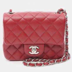 Chanel Matelasse Caviar Skin (Grained Calf) Red Shoulder Bag