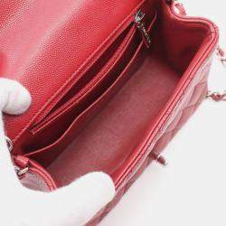 Chanel Matelasse Caviar Skin (Grained Calf) Red Shoulder Bag