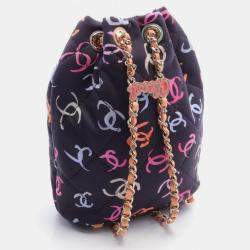 Chanel Navy Multicolor Canvas Coco Mark Rucksack Backpack