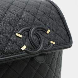 Chanel Black Caviar Skin Leather Cc Filigree Coco Mark Backpack